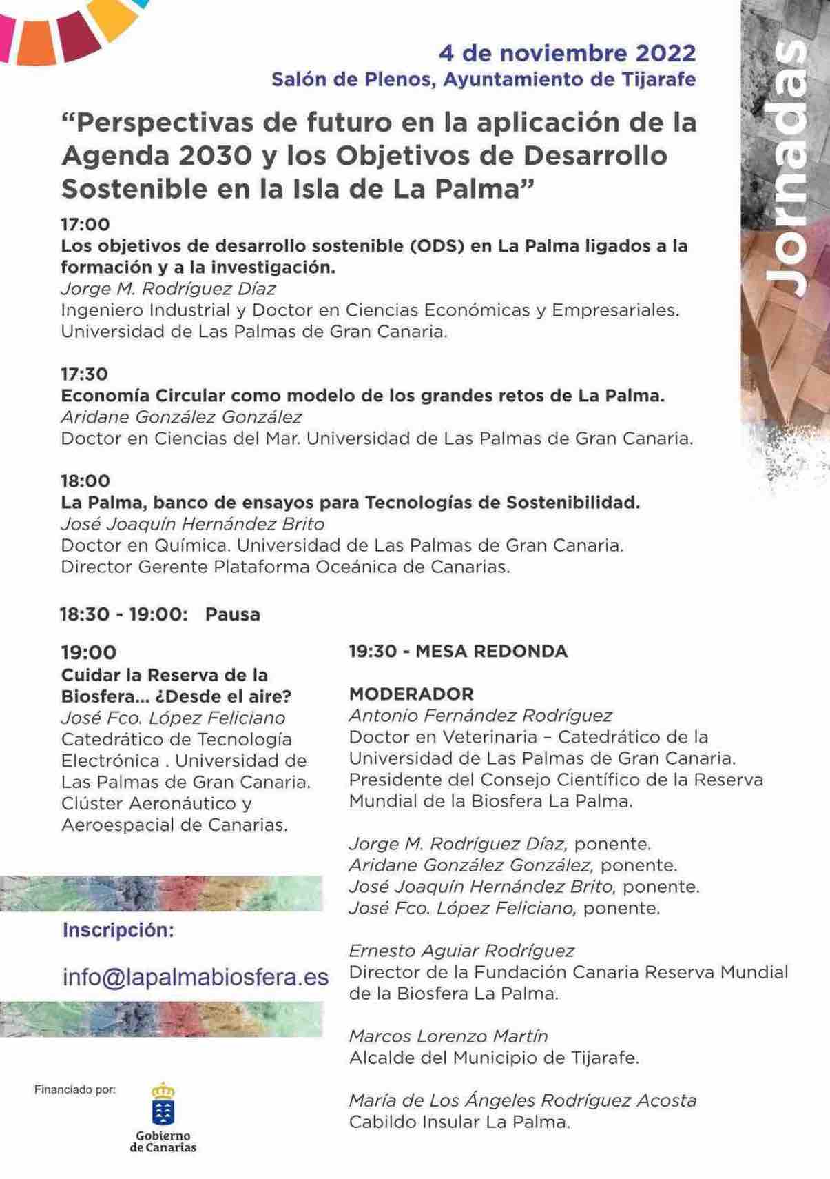 Jornadas “Perspectivas de futuro en la aplicación de la Agenda 2030 y los Objetivos de Desarrollo Sostenible en la Isla de La Palma”