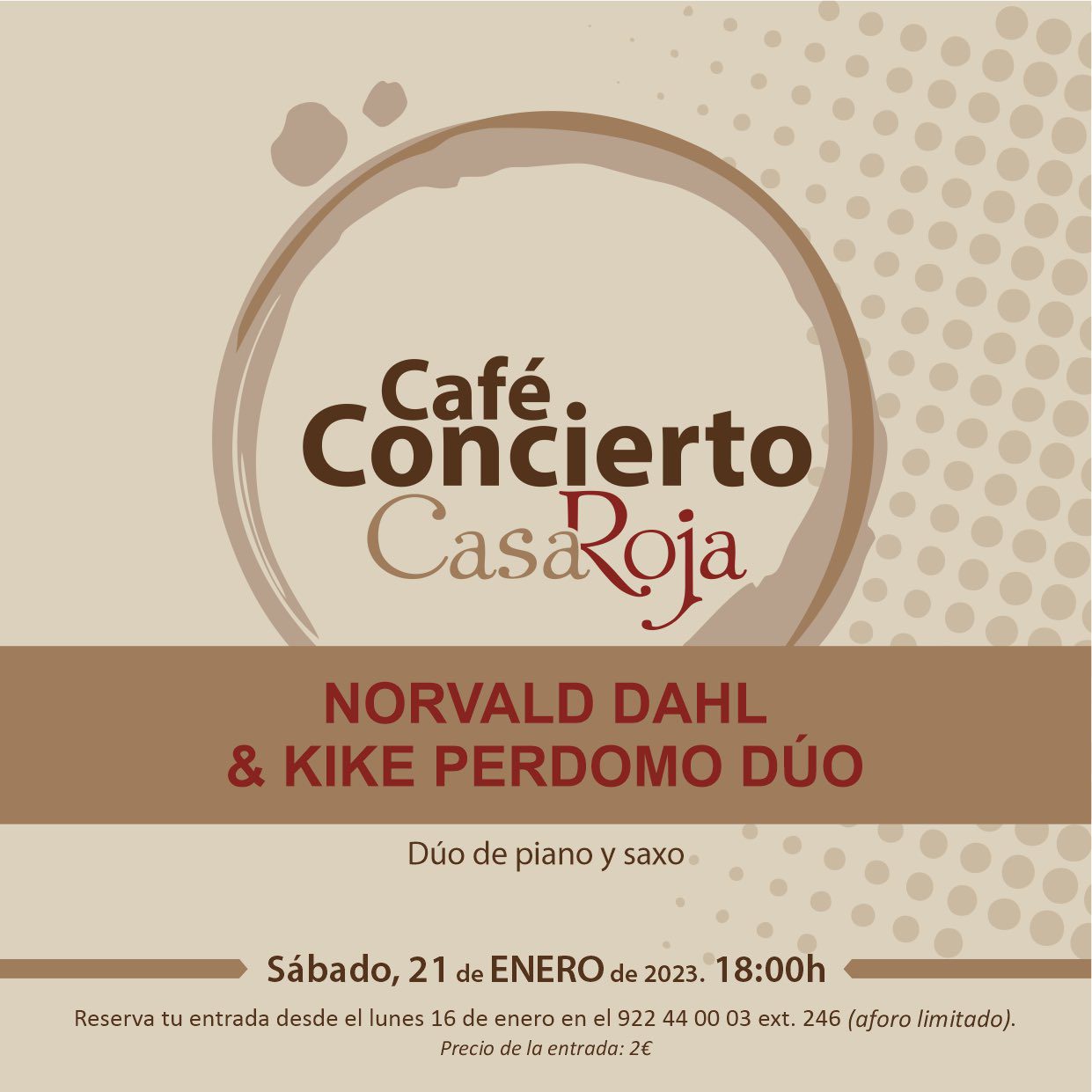 El dúo de piano y saxo Norvald Dahl & Kike Perdomo actuarán este sábado en una nueva sesión del Café Concierto de Villa de Mazo 