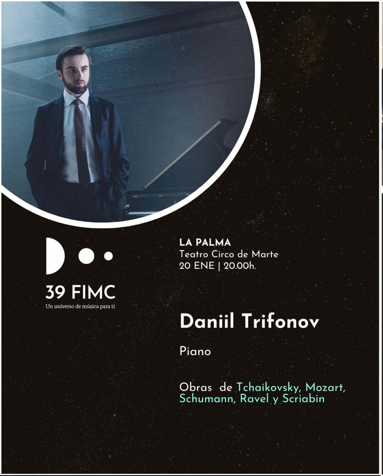 El Teatro Circo de Marte acoge al galardonado pianista Daniil Trifonov