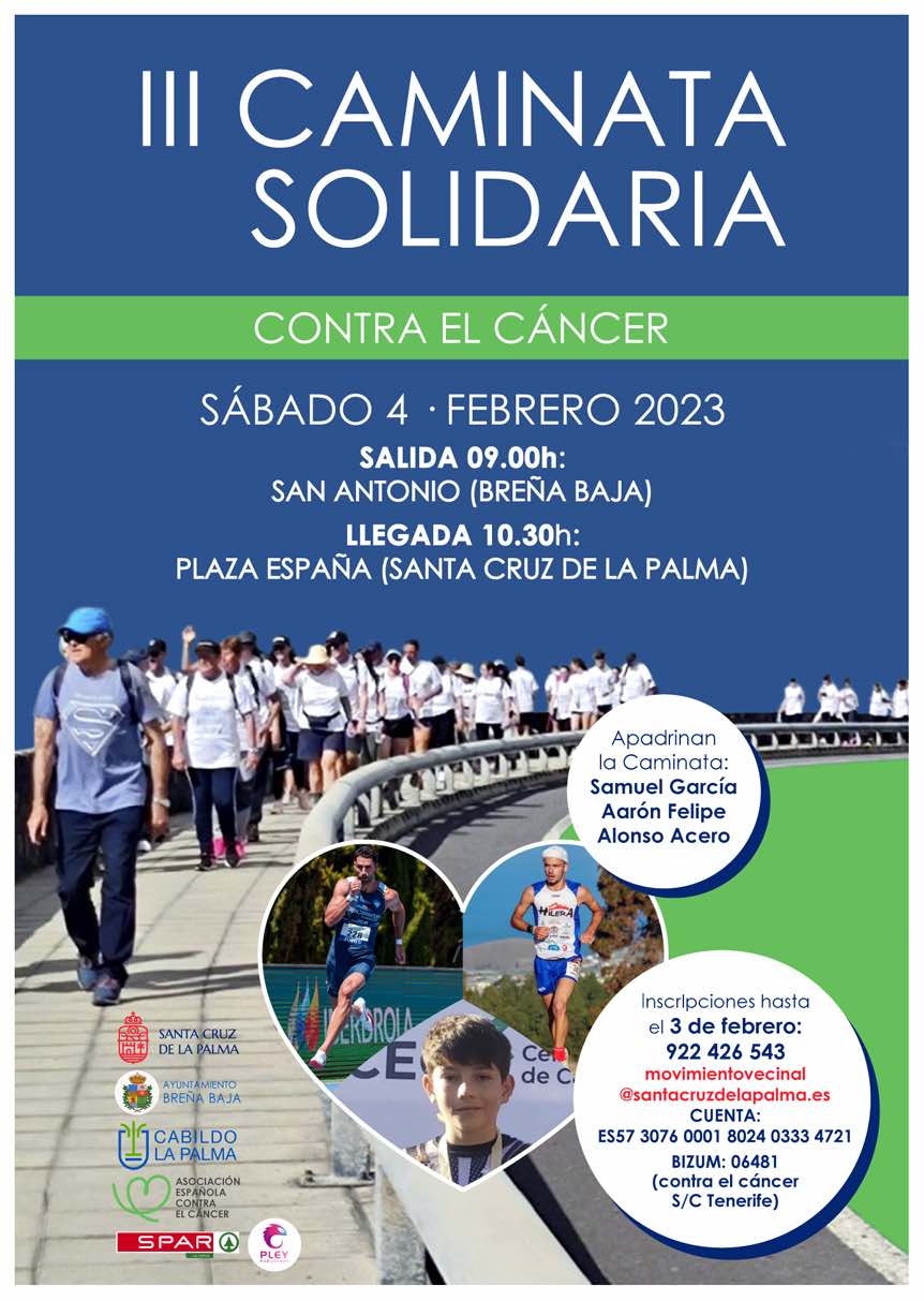 El ayuntamiento de Santa Cruz de La Palma informa sobre los detalles organizativos de la Tercera Caminata Solidaria