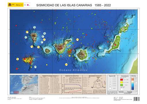 Transportes publica un nuevo mapa de sismicidad de las islas Canarias 1585-2022