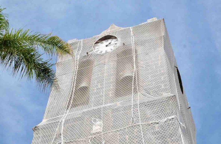 Patrimonio Cultural realiza trabajos de protección en la torre de la Iglesia de El Salvador