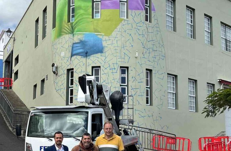 Villa de Mazo y ‘Sabotaje al Montaje’ crean un mural en el Mercadillo Municipal 